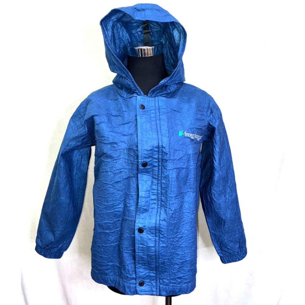 Frogg Toggs Hooded Rain Jacket Royal Blue Lightweight No Pockets Sz S .k